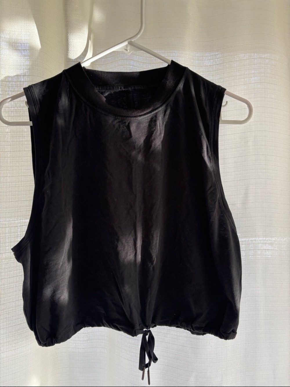 lululemon athletica Black Drawstring Cropped Muscle Tank
